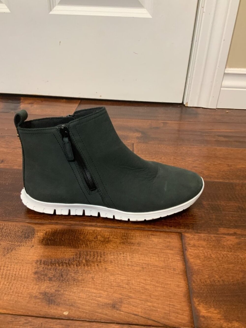 Cole Haan Zero Grand Black Nubuck Leather Side Zip Booties, Size 8